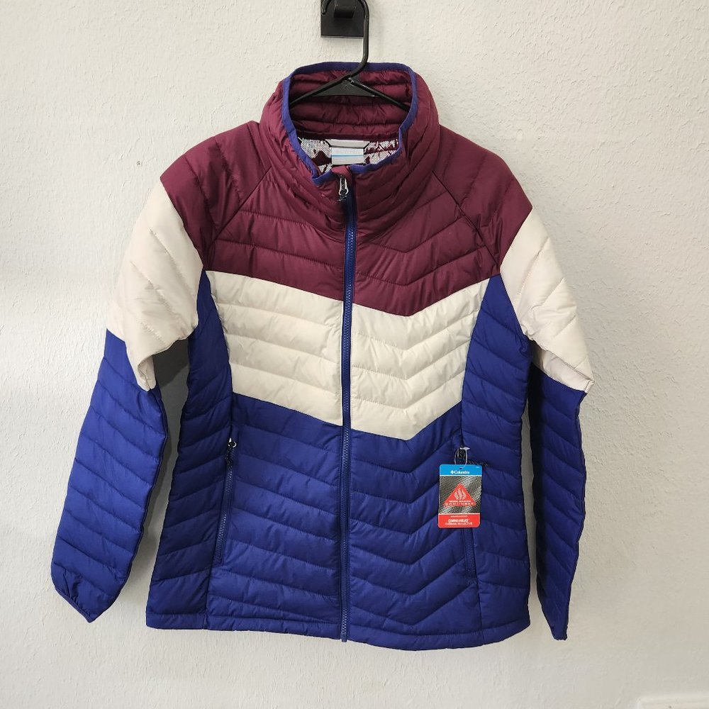 Columbia Puffer Jacket Coat Womens Large Thermal Reflective Omni-Heat Colorblock